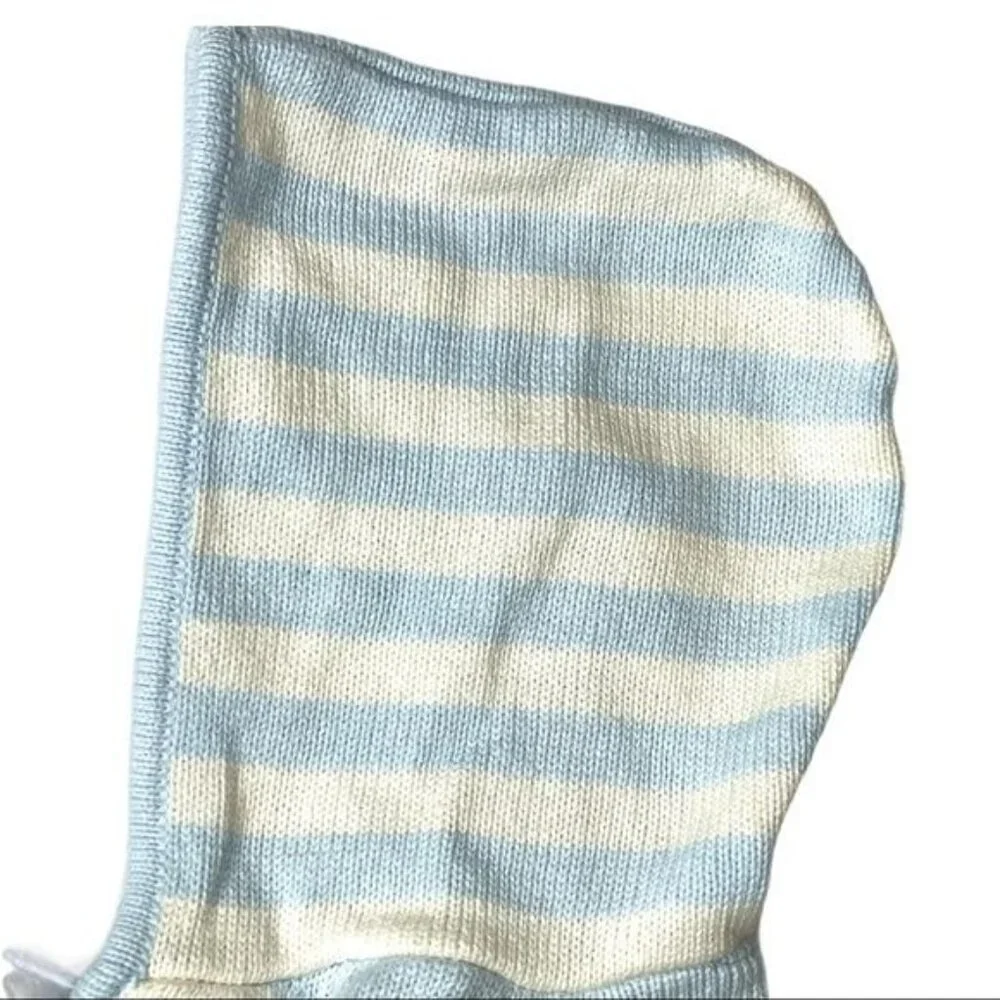 Carter's Blue/White Hooded Sweater Zip Front Baby 9M Cozy Classic Casual - Picture 8 of 13